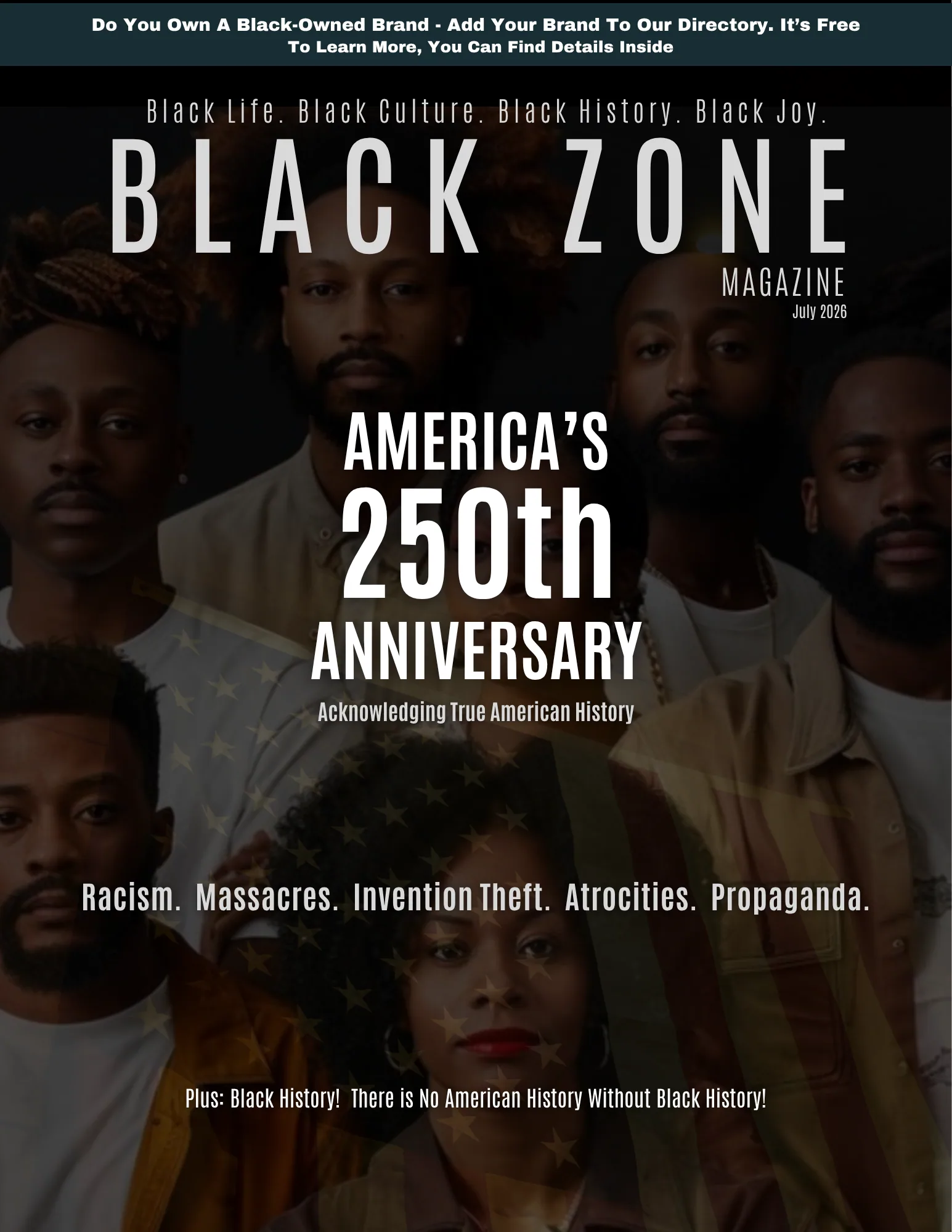 July 2026 cover of BlackZone Magazine